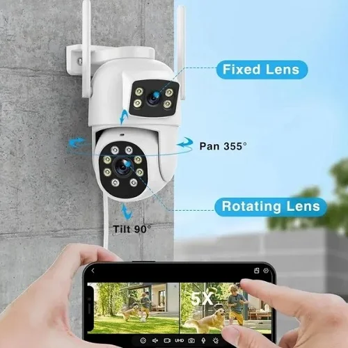 wifi kamera rotirajuća bela sa dva sočiva