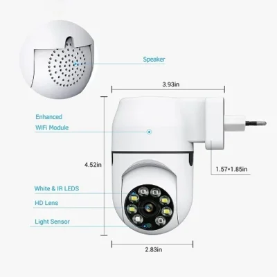 rotirajuća wifi kamera bela sa utičnicom za struju Wifi rotirajuća kamera za video nadzor