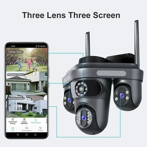 wifi rotirajuća ptz kamera sa tri sočiva i led svetlom