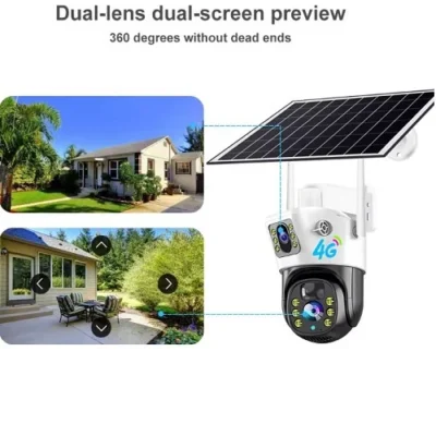 solarna wifi kamera sa dva sočiva 4G solarna kamera sa rotirajućim sočivom