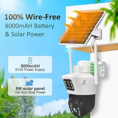 wifi kamera sa solarnim panelom i ulazom za SIM karticu wifi ptz kamera bela