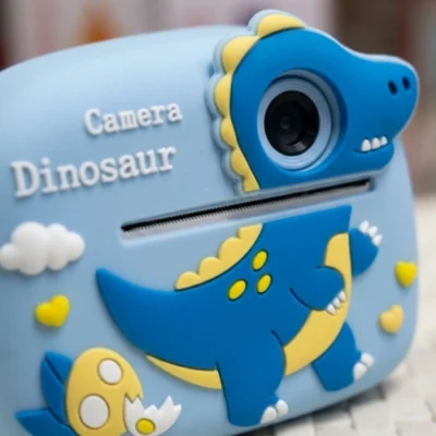 Plavi dinosaurus fotoaparat sa štampačem slika