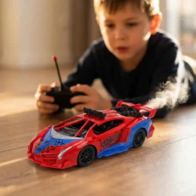 Crveno plavi auto igračka sa daljinskim upravljačem i efektom vodene pare