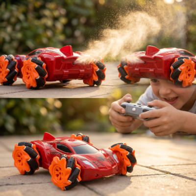 Deciji auto na daljinski sa svetlećim točkovima i Spiderman motivima