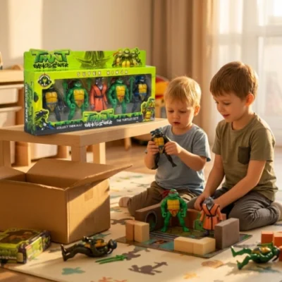 Figurice Nindža kornjača sa pratećim oružjem i učiteljem pacovom