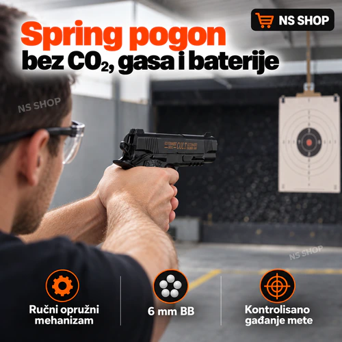 C.10 spring airsoft pištolj upotreba - NS Shop C.10 spring airsoft pištolj u kontrolisanom gađanju mete - NS Shop