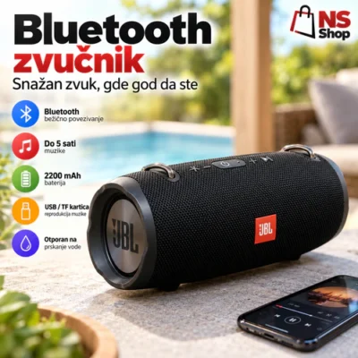 Bluetooth zvučnik sa prikazom funkcija i kontrola