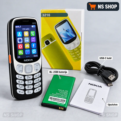 nokia-3210-sadrzaj-paketa Nokia 3210 sa BL-25BI baterijom, USB-C kablom, uputstvom i kutijom